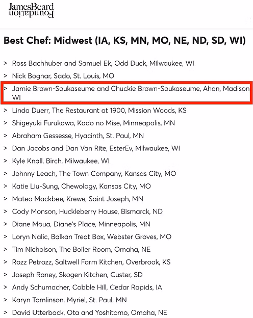 James Beard Award 2025 Semifinalist