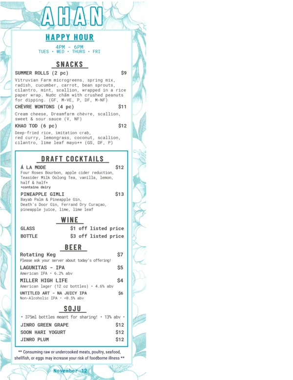 Happy Hour Menu Preview